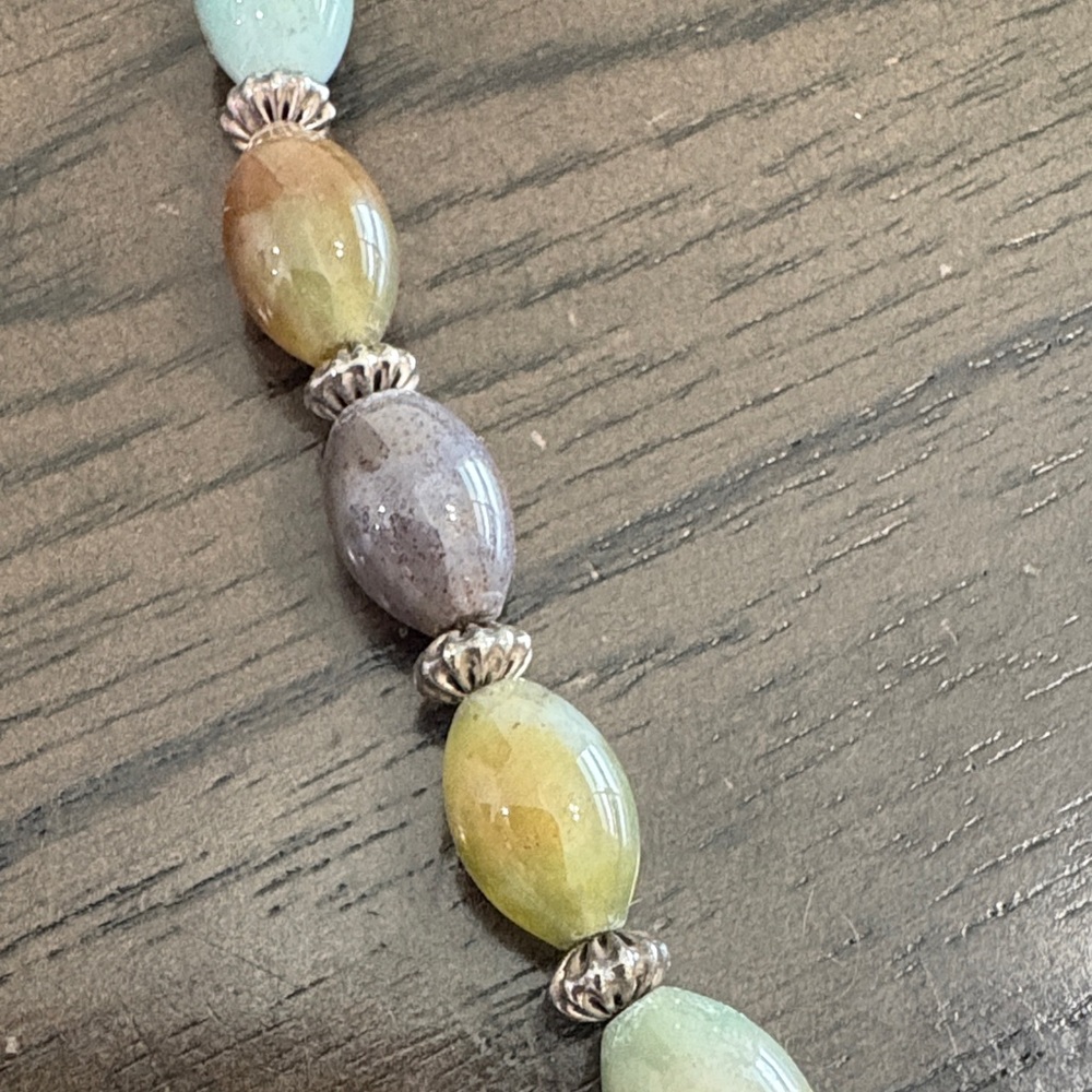 Multi-Color Beaded Necklace - Natural Stone and Sterling Silver Accents - Picture 6 of 9